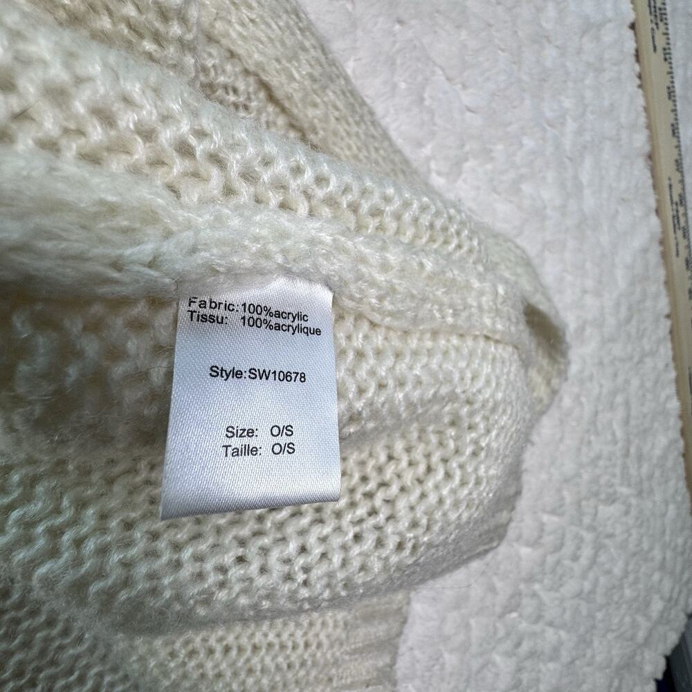Elan Rock & Love Cream Chunky Knit Cardigan Oversized Open Front One Size - Picture 5 of 7